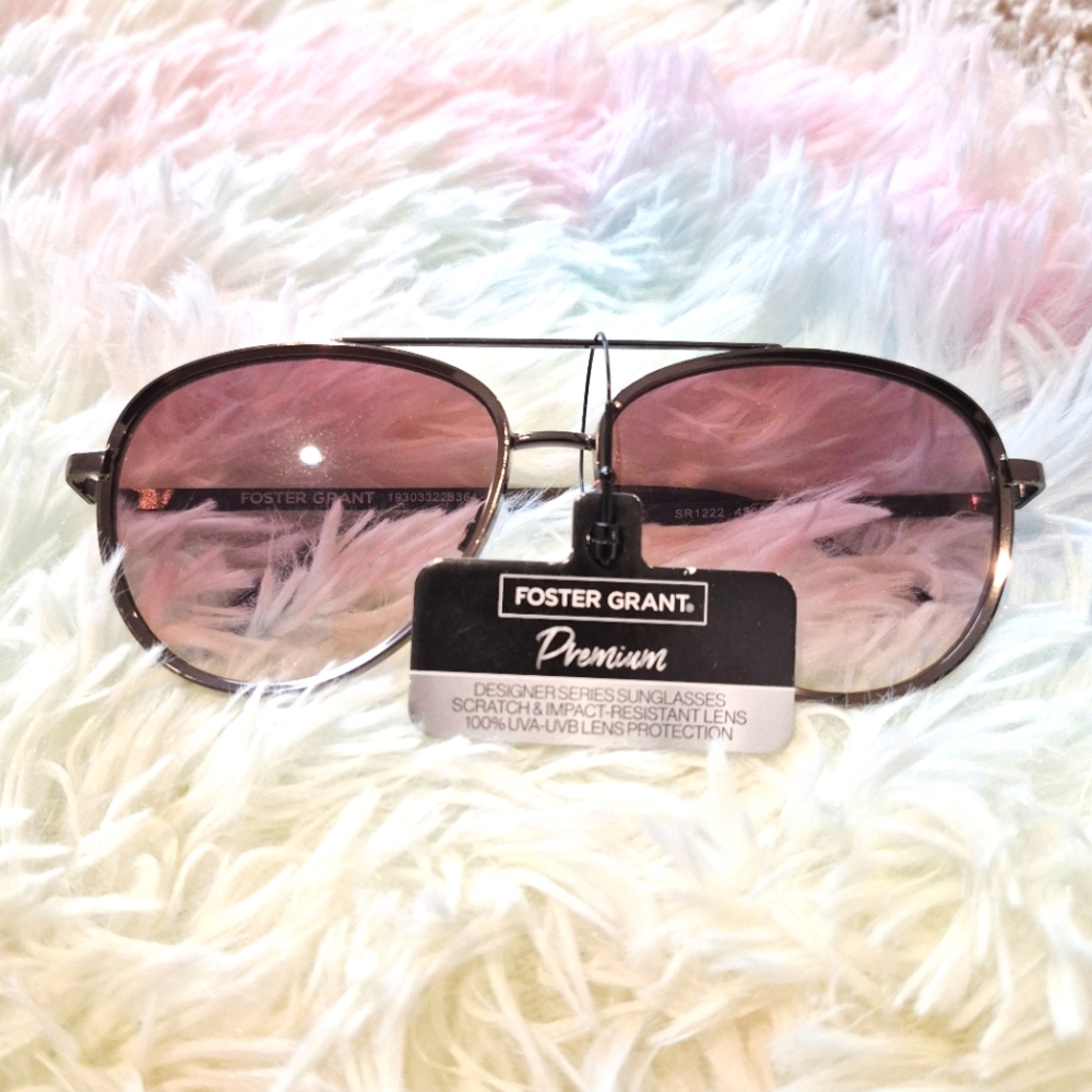 Foster Grant Premium Designer Series Brown Aviator Sunglasses